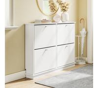 Sobuy Shoe Cabinet Storage 8 Pairs With 4 Flip Doors 41.3X18.9X30.7 Inch Fsr216-W - White