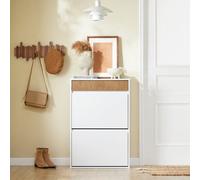Sobuy Shoe Cabinet With 1 Drawer & 2 Flip Doors 24.0X10.2X35.8 Inch Nw Fsr205-Nw