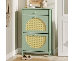 Sobuy Shoe Cabinet With 1 Drawer And 2 Flip Doors 24.4X9.8X38.2 Inch Fsr223-Gr - Green