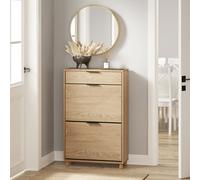Sobuy Shoe Cabinet With 1 Drawer And Flip-Down Doors Storage 12 Pairs Load Capacity 27 Kg Fsr212-N - Light Oak