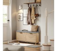 Sobuy Shoe Cabinet With 2 Doors Storage 8 Pairs Load Capacity 237 Kg Fsr211-N - Light Oak