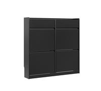 Sobuy Shoe Cabinet Storage 12 Pairs With 4 Flip-Down Doors And 2 Drawers 38.5X7.5X37.4 Inch Fsr169-Sch - Black