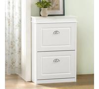 Sobuy Shoe Cabinet With 2 Flip Drawers 21.3X9.4X32.7 Inch Fsr78-W - White