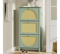 Sobuy Shoe Cabinet With 3 Doors 24.4X9.8X47.8 Inch Storage 12-18 Pairs Fsr222-Gr - Green