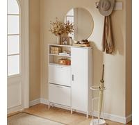 Sobuy Shoe Cabinet With 3 Flip-Down Doors Storage 10 Pairs Load Capacity 39 Kg Fsr230-W - White