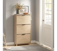 Sobuy Shoe Cabinet With 3 Flip-Down Drawers Storage 12 Pairs Load Capacity 27 Kg Fsr213-N - Light Oak