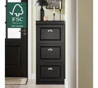 Sobuy Fsr94-Sch, Shoe Storage Cabinet Organizer Narrow Shoe Cabinet With 3 Flip Drawers, Slim Unit,black,w53.5Xd24Xh117