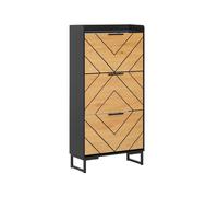 SoBuy Shoe Cabinet with 3 Flip-Drawers, Light Oak & Black, FSR164-SCH