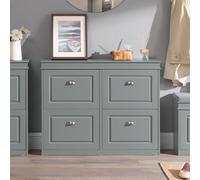 Sobuy Shoe Cabinet With 4 Flip Doors 41.3X9.4X32.7 Inch Fsr79-Hg - Gray