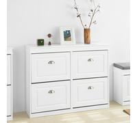 Sobuy Shoe Cabinet With 4 Flip Doors 41.3X9.4X32.7 Inch Fsr79-W - White