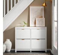 Sobuy Shoe Cabinet With 4 Flip-Drawers 40.9X9.1X32.3 Inch Fsr186-W - White
