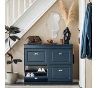 Sobuy Shoe Cabinet With 4 Flip Drawers 40.9X9.4X32.7 Inch Fsr79-B - Dark Blue