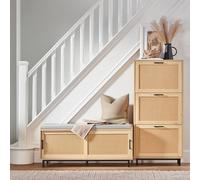 SoBuy Shoe Storage Bench - Sliding Cane Doors - Light Oak | Size: 0.6m2 SoBuy Light Oak 0.6m2