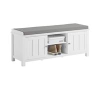 SoBuy Shoe Storage Bench with Doors, Storage Cubes & Seat Cushion,FSR35-W,UK