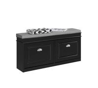 SoBuy Shoe Storage Bench with Seat Cushion - 2 Flip-Drawer Shoe Cabinet, Hallway Storage Bench, Small Shoes Rack Organizer with Seat for Entryway, Bedroom, Wooden, Black, FSR64-SCH