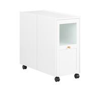 SoBuy Side Table Glass Drawer White 70x30cm