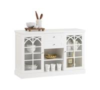 SoBuy Sideboard with 2 Glass Doors and 2 Drawers, Kitchen Dining Room,FSB79-W,UK