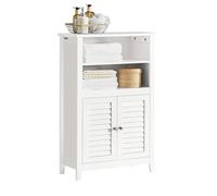 SoBuy Slim Bathroom Cabinet 60cm Wide with Magnetic Louvered Doors
