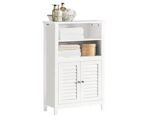 SoBuy Slim Bathroom Cabinet 60cm Wide with Magnetic Louvered Doors
