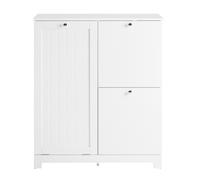 SoBuy Slim Bathroom Cabinet with 3 Laundry Baskets - White