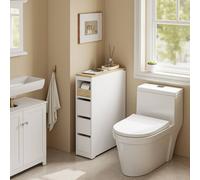 Sobuy Low Bathroom Cabinet With 4 Drawers 60X20X82Cm Nordic Bzr54-K-W