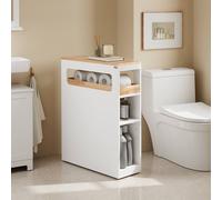 SoBuy Slim Bathroom Side Cabinet - 3 Drawers & Wheels in White SoBuy White
