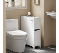 Sobuy Bzr111-W, Narrow Bathroom Cabinet Storage Cabinet Toilet Paper Roll Holder,white,w60Xd20Xh75