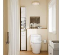 Sobuy Bzr167-Gw, Tall Bathroom Storage Cabinet Freestanding Slim Narrow Storage Unit With 6 Adjustable Shelves