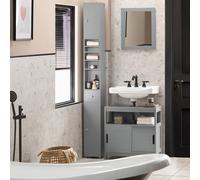 SoBuy Slim Bathroom Tall Cabinet - Water-Resistant MDF - H180cm in Light Grey SoBuy Light Grey