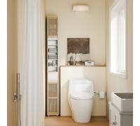 SoBuy Slim Bathroom Tall Cabinet - Water-Resistant MDF - H180cm in Off-White SoBuy Off-White