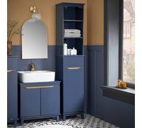 SoBuy Slim Bathroom Tall Cabinet With 3 Open Shelves & Drawer - H170cm in Dark Blue SoBuy Dark Blue