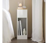 Sobuy Slim Bedside Table With Drawer, Easy Assembly, White And Natural Wood Top, W20 X D35 X H60Cm