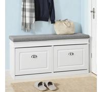 SoBuy Slim Entrance Bench - Cushioned Seat & Shoe Storage in White SoBuy White