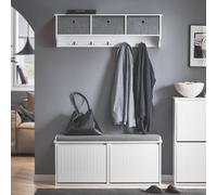 Sobuy Fsr98-Xl-W, Hallway Shoe Bench Shoe Rack Shoe Cabinet With Seat Cushion And 2 Flip-Drawers,white,w100Xd26Xh46