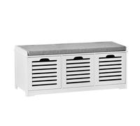 SoBuy Slim Entrance Shoe Bench - 3-Compartment Storage Scandi in White | Size: 0.6m2 SoBuy White 0.6m2