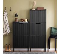 Sobuy Fsr177-H-Sch, Narrow Shoe Rack With 3 Flip Drawers Slim Wooden Shoe Storage Cupboard,black,w50.5Xd19Xh129.5