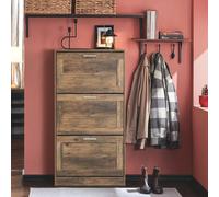 SoBuy FSR137-L-F,Narrow Shoe Cabinet Storage Unit - Slim 2 Flip Drawers Shoe Cupboard for Hallway, Holds 18 Pairs for Entryway,Hallway,Bedroom Bro...