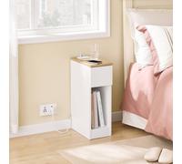 SoBuy Slim Nightstand with Charging Socket White SoBuy White