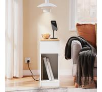 SoBuy Slim Nightstand - Wooden Top & Cable Slot in White SoBuy White