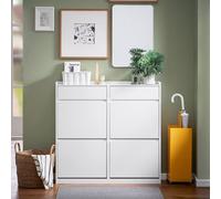 Pre-sale SoBuy FSR169-W, Shoe Cabinet Shoe Rack Shoe Storage Cupboard with 4 Flip-drawers and 2 Pull Out Drawers, White