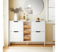 SoBuy Slim Shoe Cabinet - Flip Doors & Bamboo Shelves in White SoBuy White