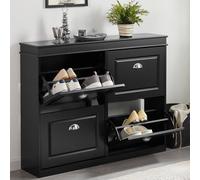 SoBuy Slim Shoe Cabinet - Flip-Down Doors in Black SoBuy Black