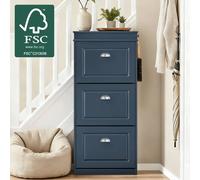 SoBuy Shoe Cabinet 3 Drawers Blue 53x24x118cm