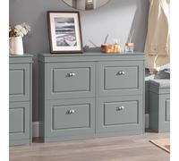 Sobuy Shoe Cabinet With 4 Flip Doors 41.3X9.4X32.7 Inch Fsr79-Hg - Gray