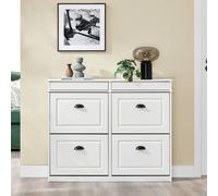 Sobuy Fsr79-Wg, Shoe Rack Cabinet With 4 Flip Drawers, Slim Shoe Storage Cabinet,white,w104.5Xd24Xh85