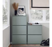 Sobuy Fsr165-H-Hg, 3 Flip-Drawers Shoe Cabinet Shoe Rack Shoe Storage Cupboard, Grey,w61Xd26Xh119.5