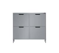 Sobuy Fsr100-Hg, Narrow Shoe Rack Shoe Cabinet With 4 Flip Drawers Slim Wooden Storage Cupboard,grey,w100Xd19Xh90.5