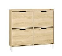 Sobuy Fsr100-N, Slim Wooden Storage Cupboard Shoe Rack Shoe Cabinet With 4 Flip Drawers, Natural