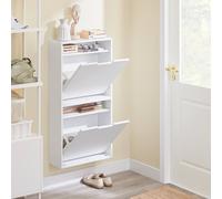 Sobuy Fsr204-W,slim Floating Cabinet Shoe Storage Cabinet 19Cm Depth Shoe Rack With Flip Doors