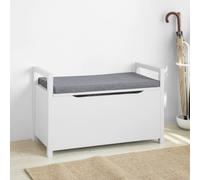 Sobuy Fsr76-W, Storage Chest Bench With Lift Up Top And Seat Cushion,white,w86Xd38Xh54